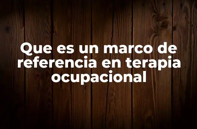 Que es un Marco de Referencia en Terapia Ocupacional