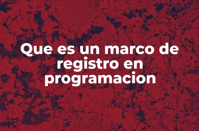 Que es un Marco de Registro en Programacion