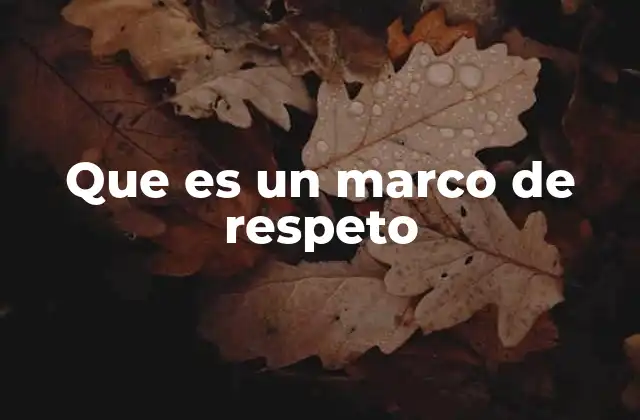 Que es un Marco de Respeto