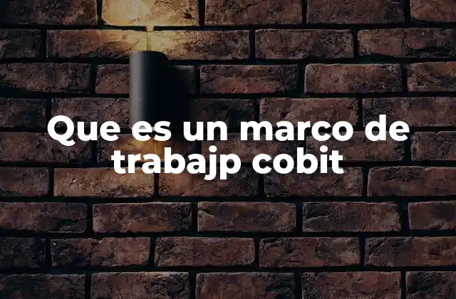 Que es un Marco de Trabajp Cobit