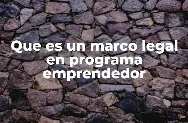 Que es un Marco Legal en Programa Emprendedor