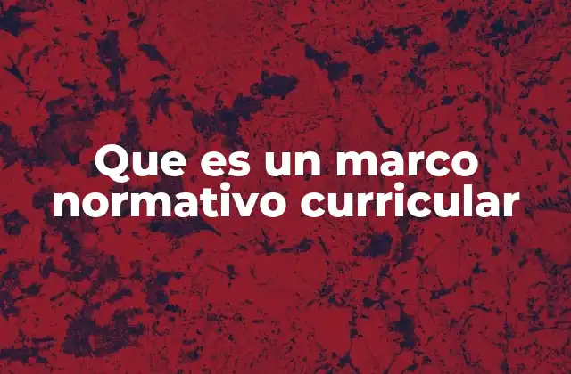Que es un Marco Normativo Curricular