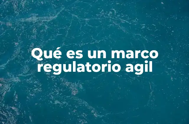 Qué es un Marco Regulatorio Agil