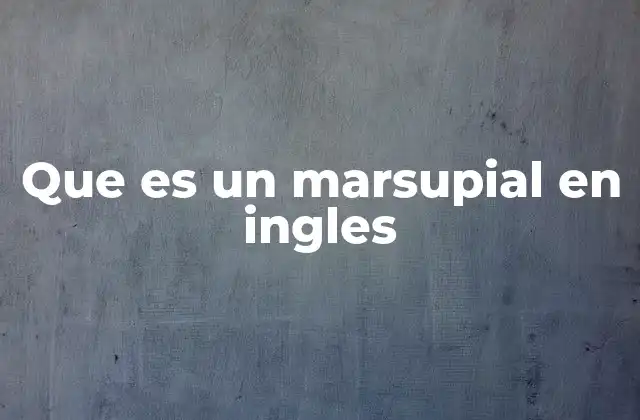 Que es un Marsupial en Ingles