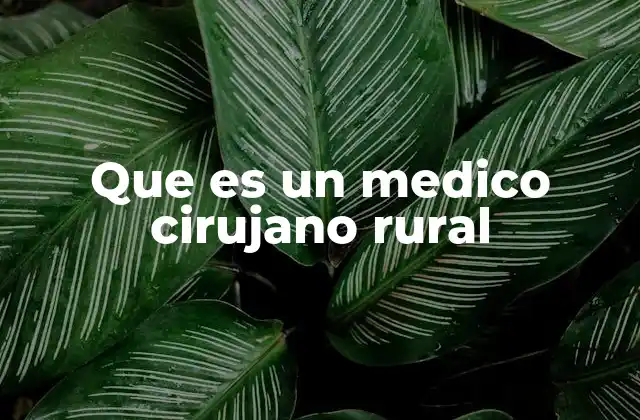 Que es un Medico Cirujano Rural