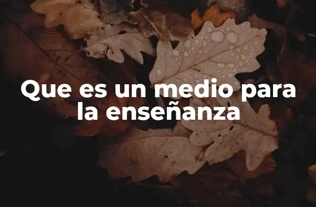 Que es un Medio para la Enseñanza