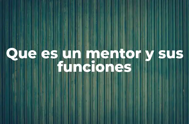 Que es un Mentor y Sus Funciones