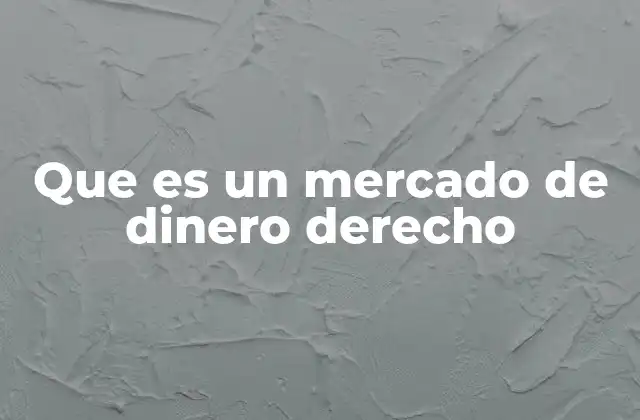 Que es un Mercado de Dinero Derecho