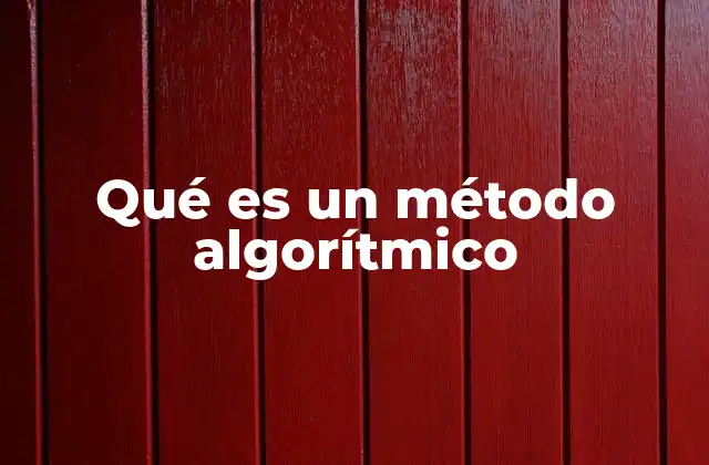 Qué es un Método Algorítmico