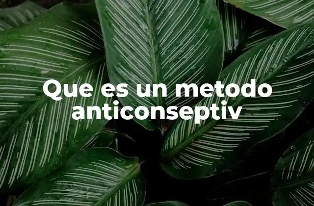 Que es un Metodo Anticonseptiv