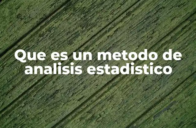 Que es un Metodo de Analisis Estadistico