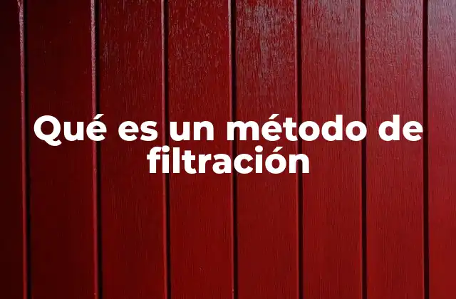Qué es un Método de Filtración