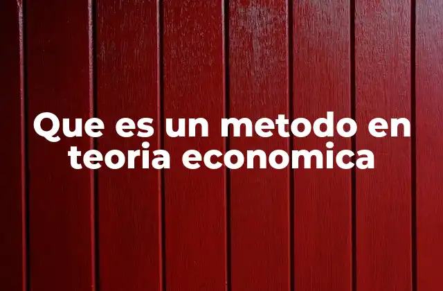 Que es un Metodo en Teoria Economica