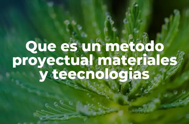 Que es un Metodo Proyectual Materiales y Teecnologias