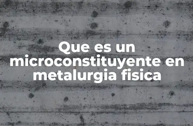Que es un Microconstituyente en Metalurgia Fisica