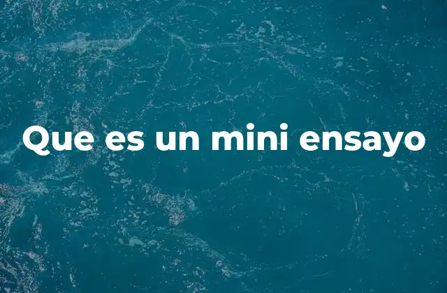 Que es un Mini Ensayo