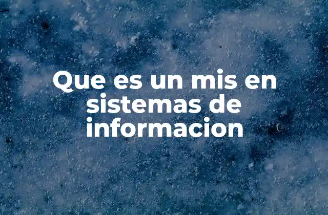 Que es un Mis en Sistemas de Informacion