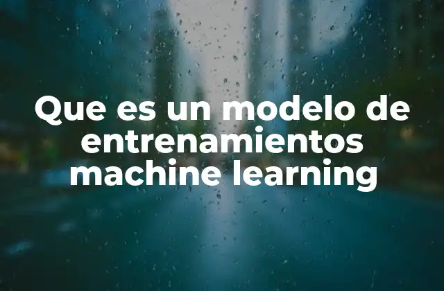 Que es un Modelo de Entrenamientos Machine Learning
