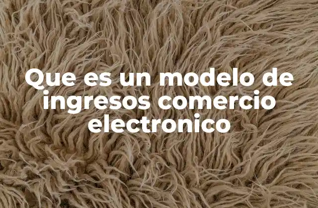 Que es un Modelo de Ingresos Comercio Electronico