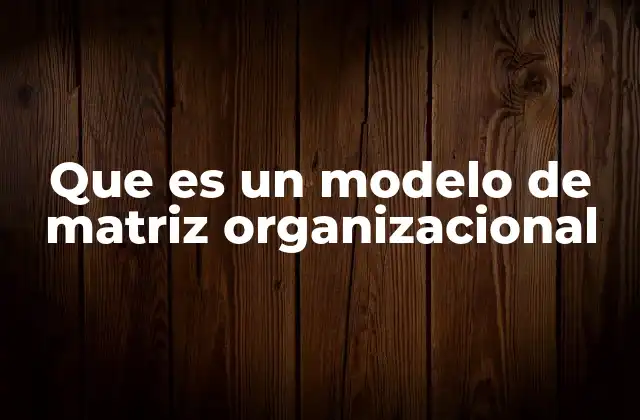 Que es un Modelo de Matriz Organizacional