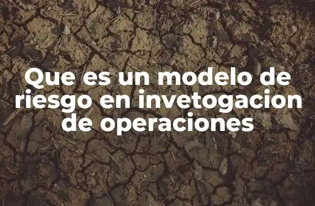 Que es un Modelo de Riesgo en Invetogacion de Operaciones
