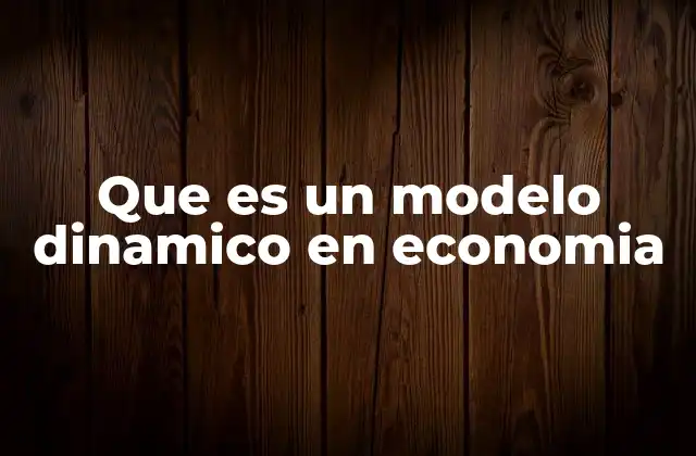 Que es un Modelo Dinamico en Economia