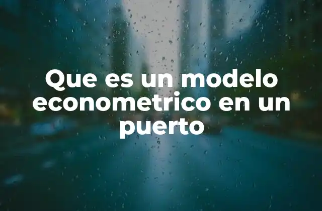 Que es un Modelo Econometrico en un Puerto