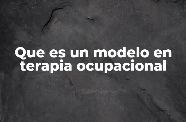 Que es un Modelo en Terapia Ocupacional