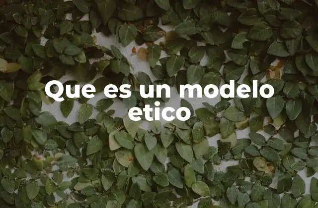 Que es un Modelo Etico