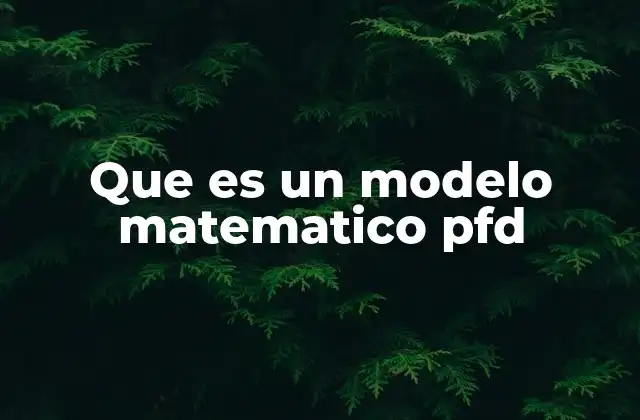 Que es un Modelo Matematico Pfd