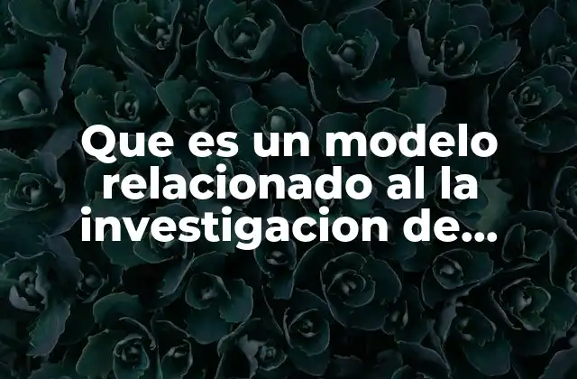 Que es un Modelo Relacionado Al la Investigacion de Operaciones