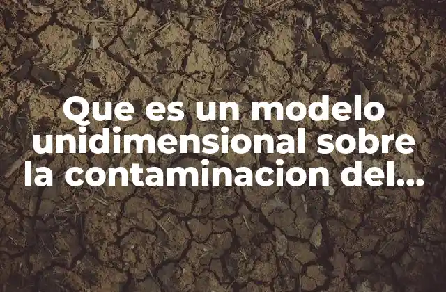 Que es un Modelo Unidimensional sobre la Contaminacion Del Agua