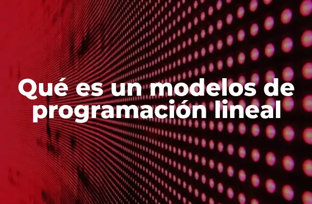Qué es un Modelos de Programación Lineal