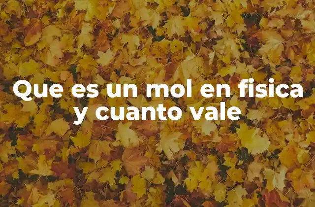 Que es un Mol en Fisica y Cuanto Vale