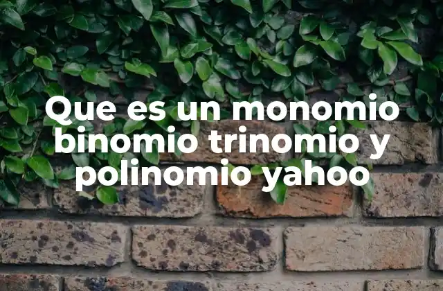 Que es un Monomio Binomio Trinomio y Polinomio Yahoo