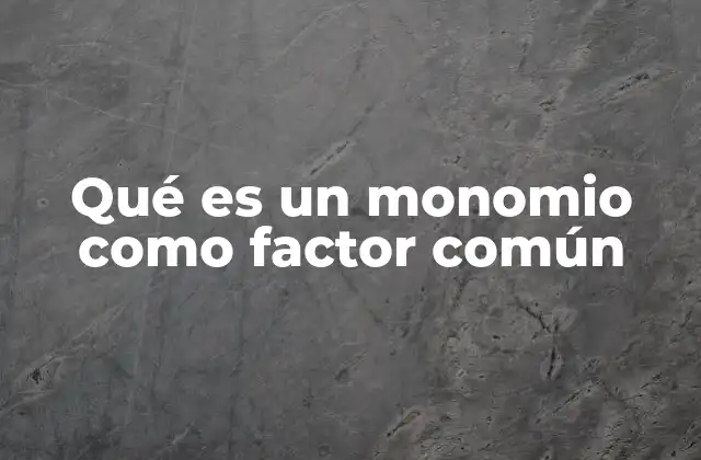 Qué es un Monomio como Factor Común