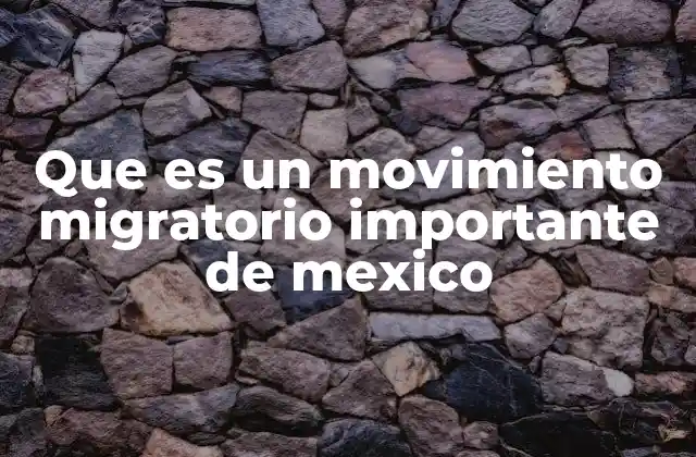 Que es un Movimiento Migratorio Importante de Mexico
