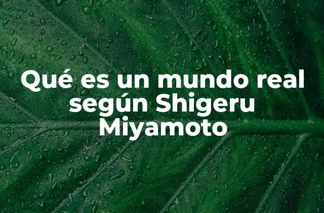 Qué es un Mundo Real según Shigeru Miyamoto