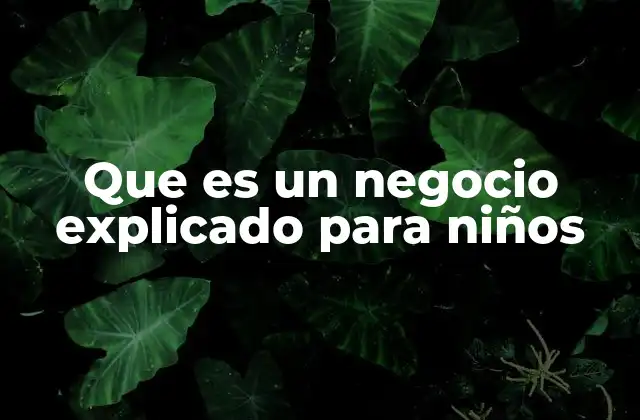 Que es un Negocio Explicado para Niños