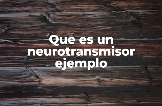 Que es un Neurotransmisor Ejemplo