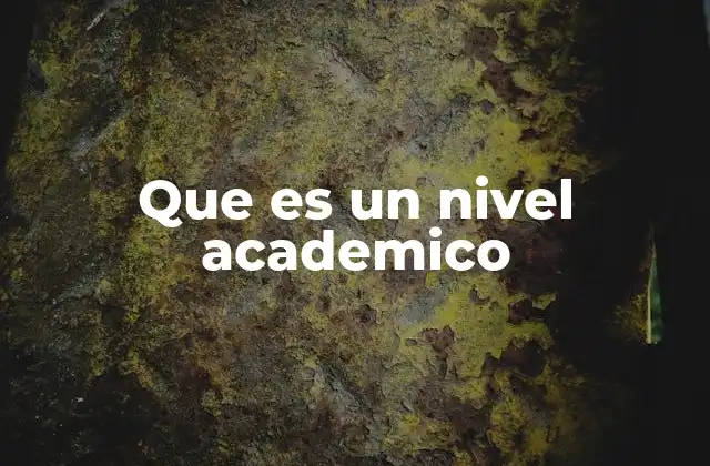 Que es un Nivel Academico