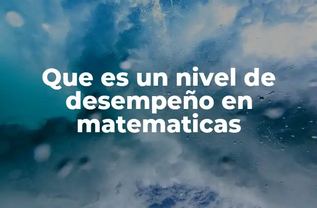Que es un Nivel de Desempeño en Matematicas