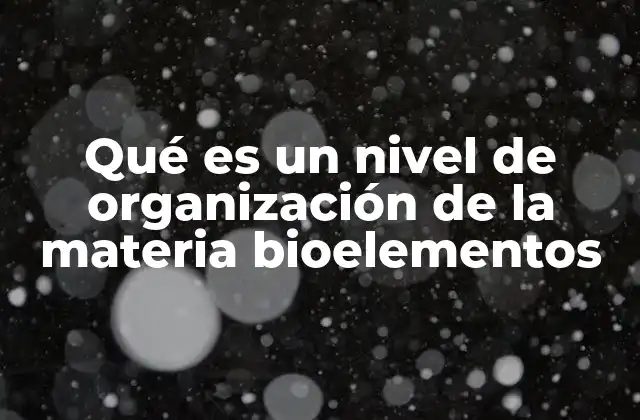 Qué es un Nivel de Organización de la Materia Bioelementos