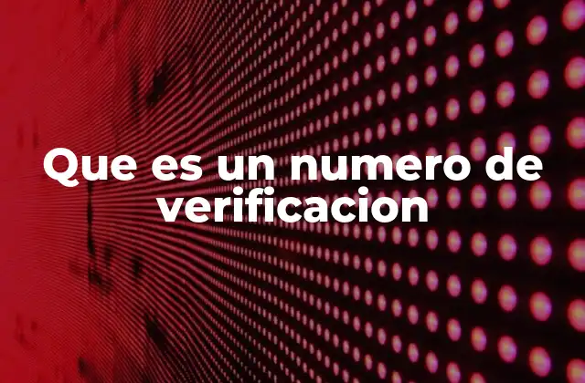 Que es un Numero de Verificacion