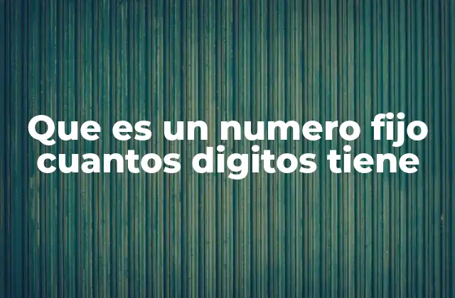 Que es un Numero Fijo Cuantos Digitos Tiene