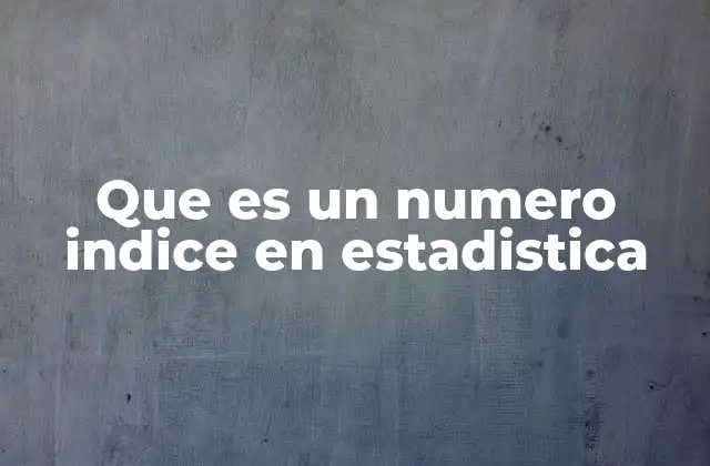 Que es un Numero Indice en Estadistica