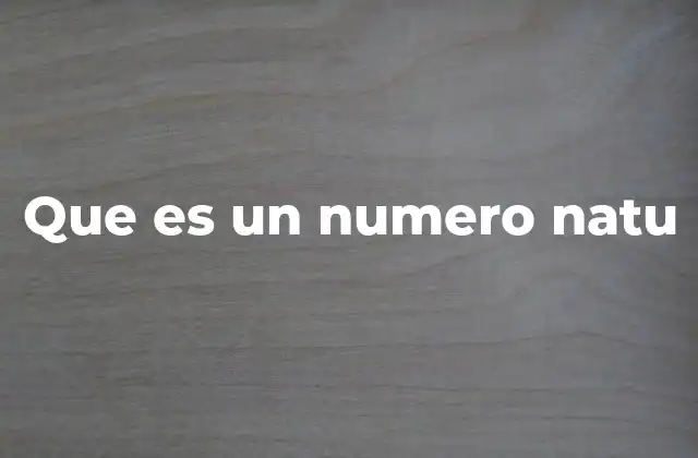 Que es un Numero Natu