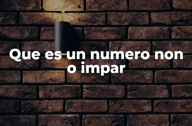 Que es un Numero Non o Impar