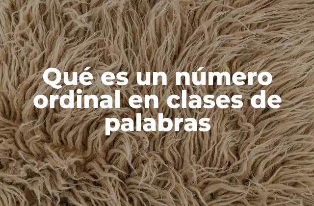 Qué es un Número Ordinal en Clases de Palabras