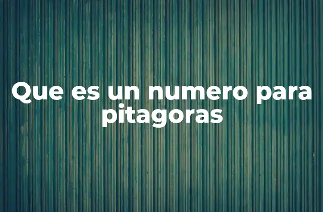 Que es un Numero para Pitagoras